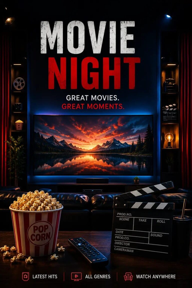 Family enjoying movie night together in a cozy home theater