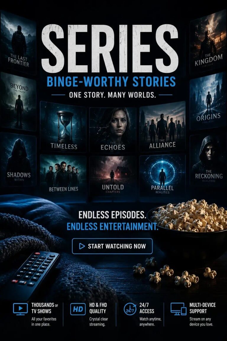 TV series collection banner featuring a grid of drama titles