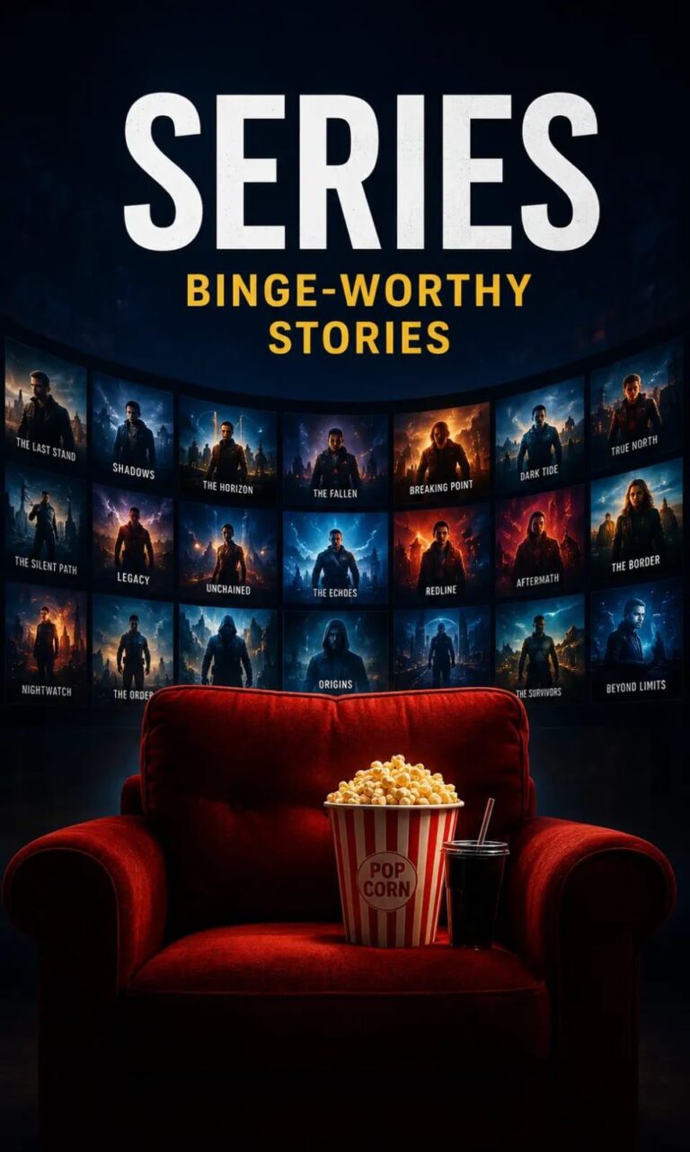 TV series collection banner featuring a grid of drama and thriller titles