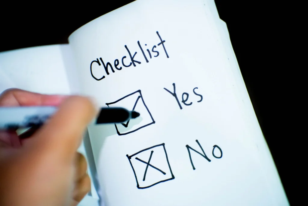 IPTV Providers in the USA: What to Look for Before Choosing Handwritten checklist with Yes and No checkboxes, used to evaluate IPTV providers